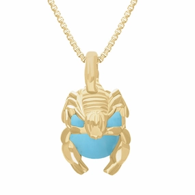 9ct Yellow Gold Turquoise Zodiac Scorpio 9mm Bead Pendant