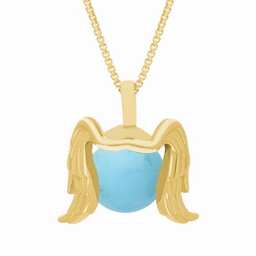 9ct Yellow Gold Turquoise Zodiac Virgo 10mm Bead Pendant