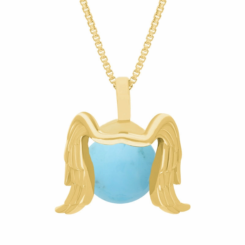 9ct Yellow Gold Turquoise Zodiac Virgo 10mm Bead Pendant