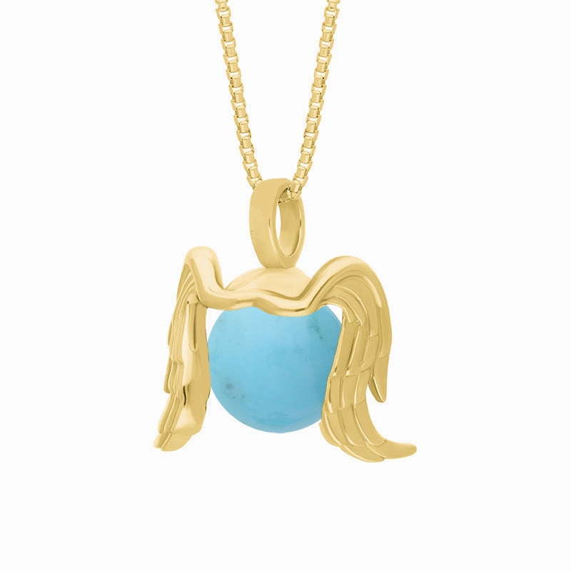9ct Yellow Gold Turquoise Zodiac Virgo 10mm Bead Pendant