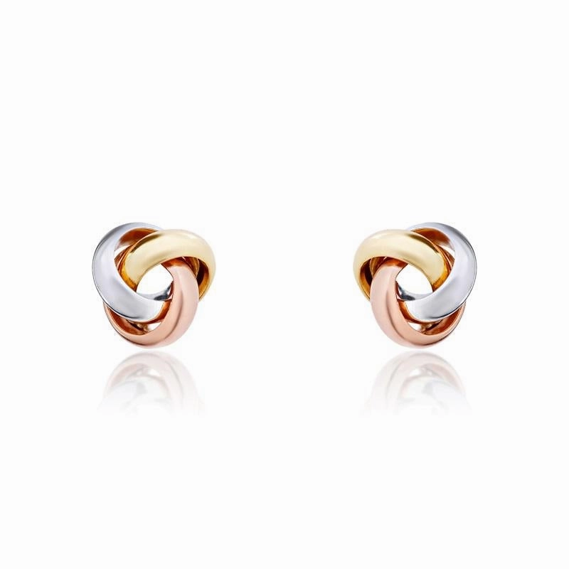 9ct Yellow Rose and White Gold 6mm Looped Knot Stud Earrings