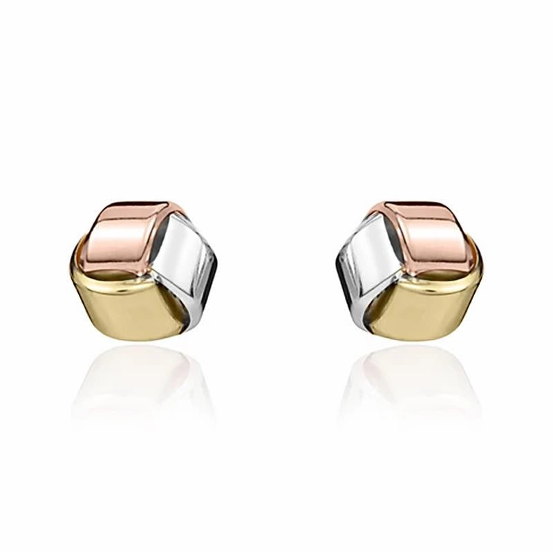 9ct Yellow Rose and White Gold 9mm Looped Knot Stud Earrings