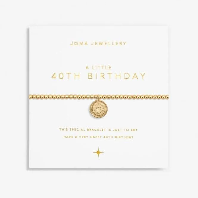 A Little 40th Birthday Gold Plated 17.5cm Stretch Bracelet 6990