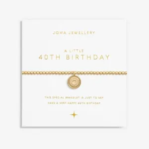 A Little 40th Birthday Gold Plated 17.5cm Stretch Bracelet 6990