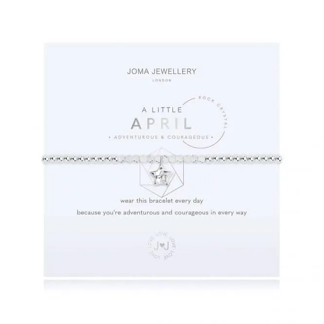 A Little Birthstone April Rock Crystal Silver 17.5cm Stretch Bracelet 3463