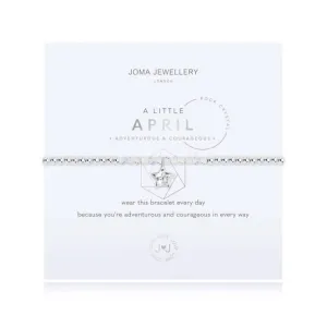 A Little Birthstone April Rock Crystal Silver 17.5cm Stretch Bracelet 3463