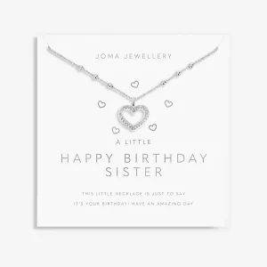 A Little Happy Birthday Sister Silver Plated Necklace 7809