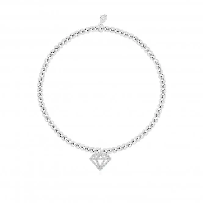 A Little Sparkle Like A Diamond Silver 17.5cm Stretch Bracelet 4348