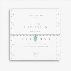 Affirmation Crystal A Little Happiness Aventurine Silver Stretch Bracelet 5261