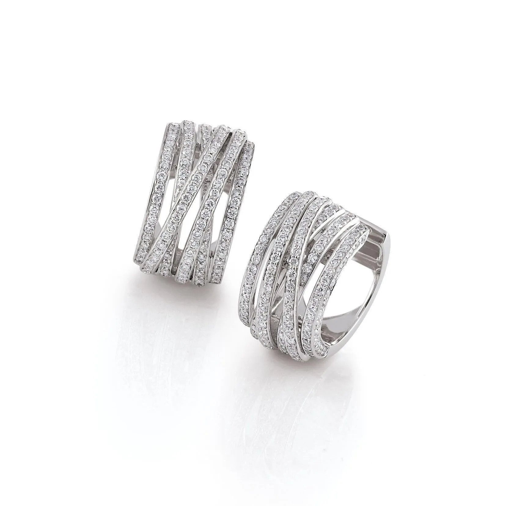 Al Coro Mezzaluna 18ct White Gold 1.74ct Diamond Hoop Earrings