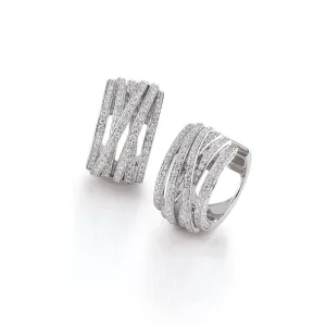 Al Coro Mezzaluna 18ct White Gold 1.74ct Diamond Hoop Earrings