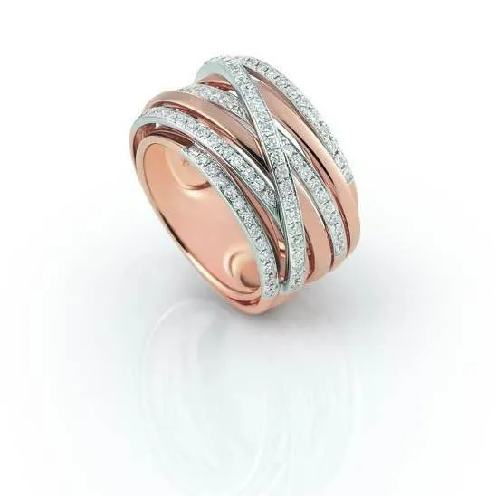 Al Coro Serenanta 18ct Rose Gold Diamond Multi Strand Ring