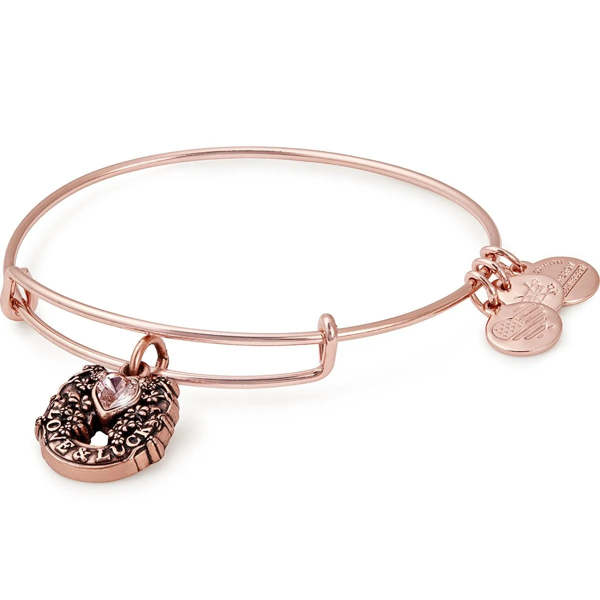 Alex And Ani Rose Gold Fortunes Favour Charm Bangle