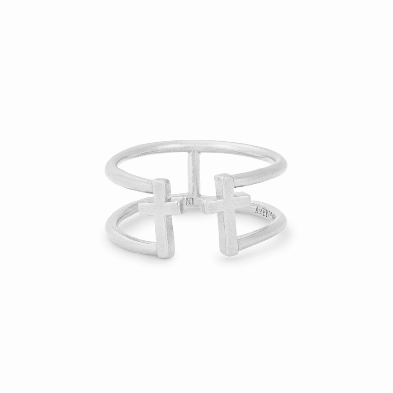 Alex And Ani Cross Sterling Silver Adjustable Ring