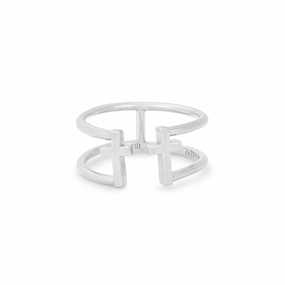 Alex And Ani Cross Sterling Silver Adjustable Ring