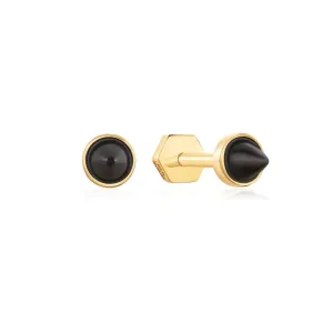 Ania Haie Gold Black Agate Point Barbell Earrings E053-01G