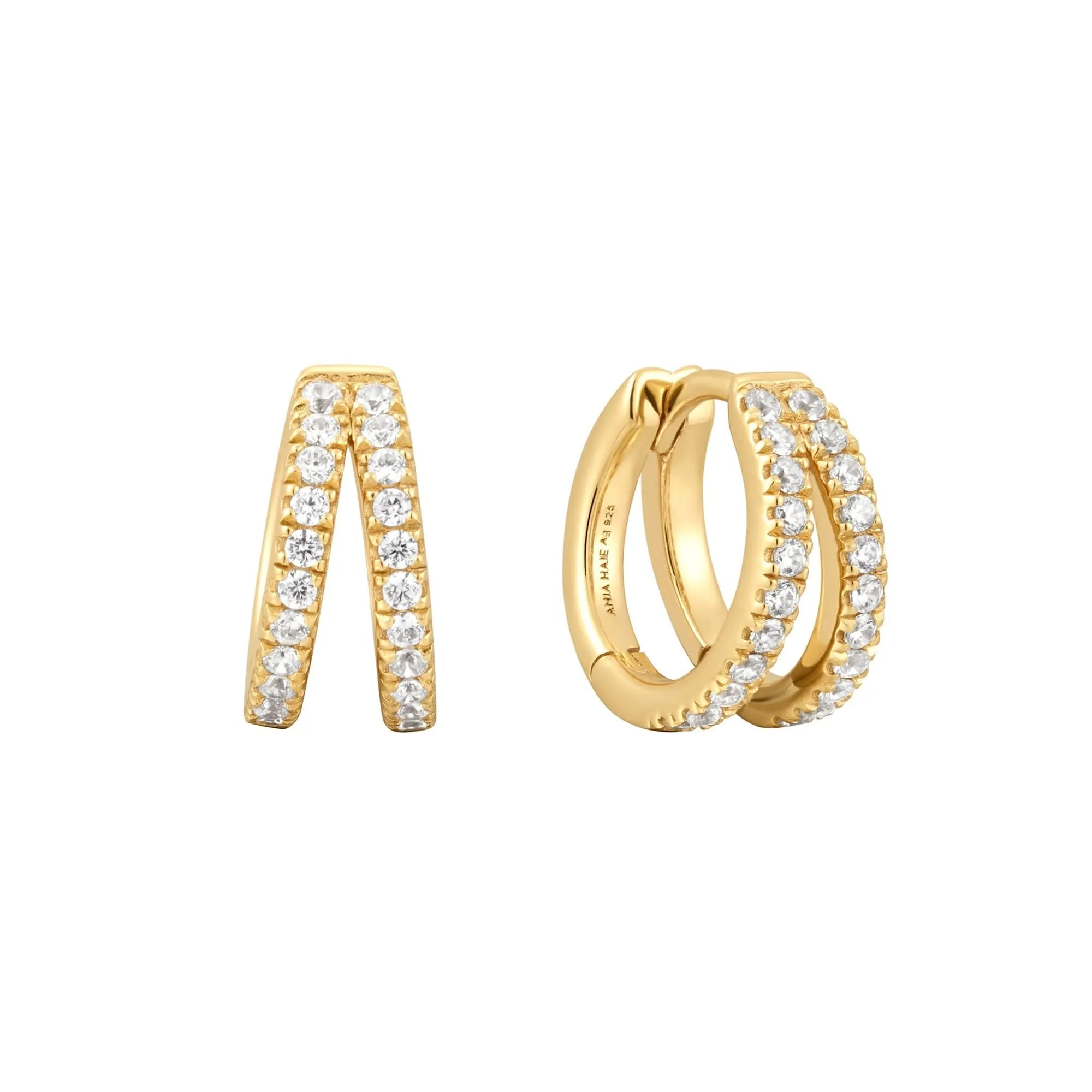 Ania Haie Gold Double Pav Huggies E059-16G