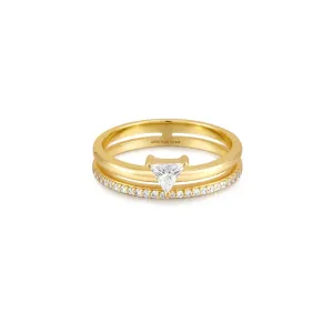 Ania Haie Gold Double White Triangle Stacker Ring R059-04G