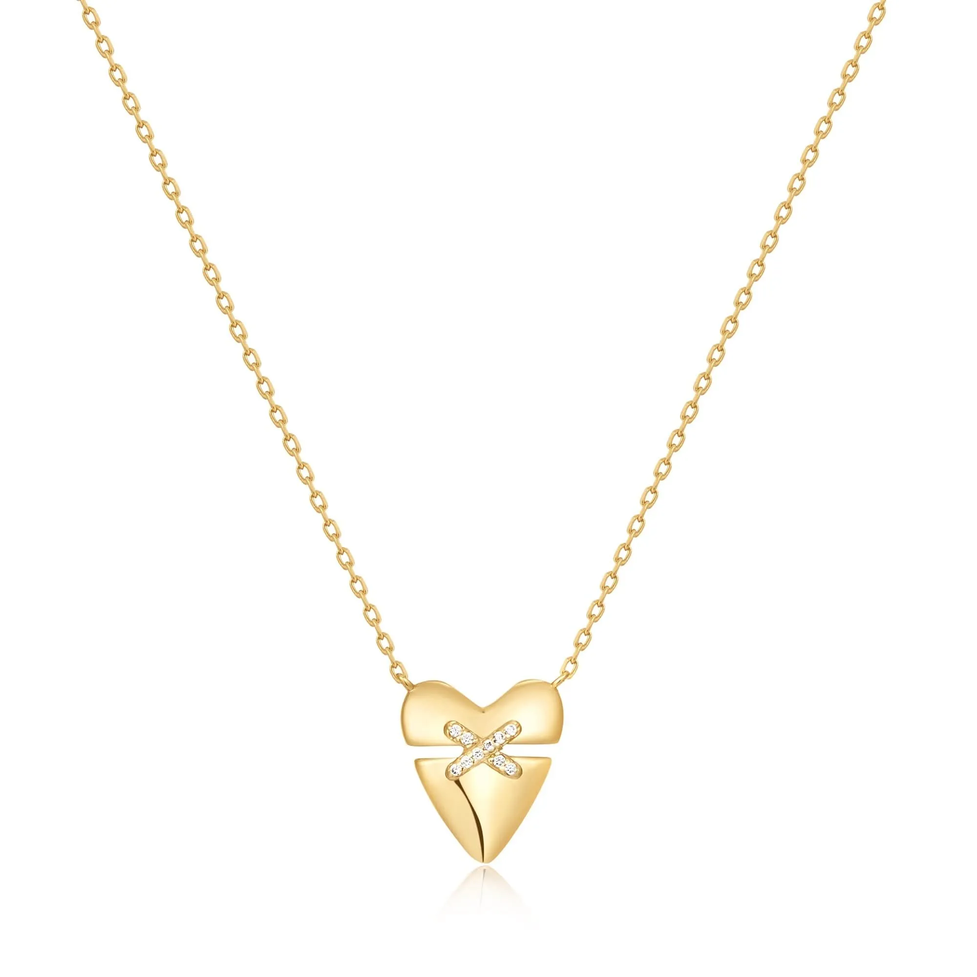 Ania Haie Gold Heart Kiss Pav Necklace N057-02G