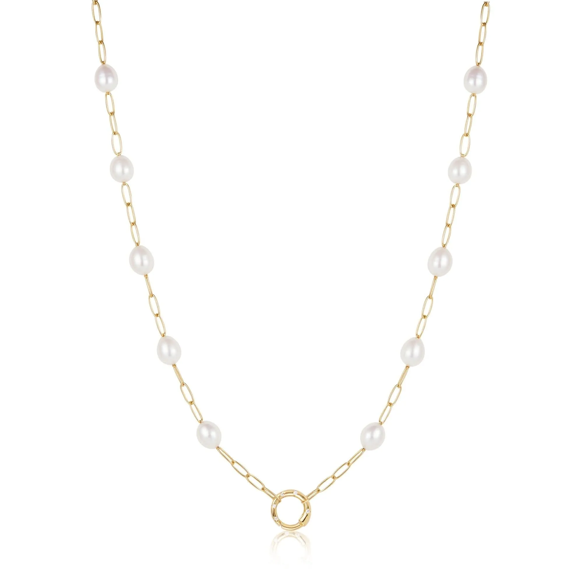 Ania Haie Gold Pearl Chain Charm Connector Necklace N055-03G