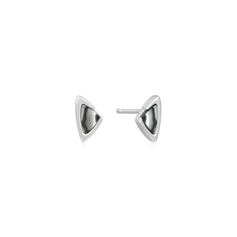 Ania Haie Silver Arrow Black Mother Of Pearl Stud Earrings E049-01H