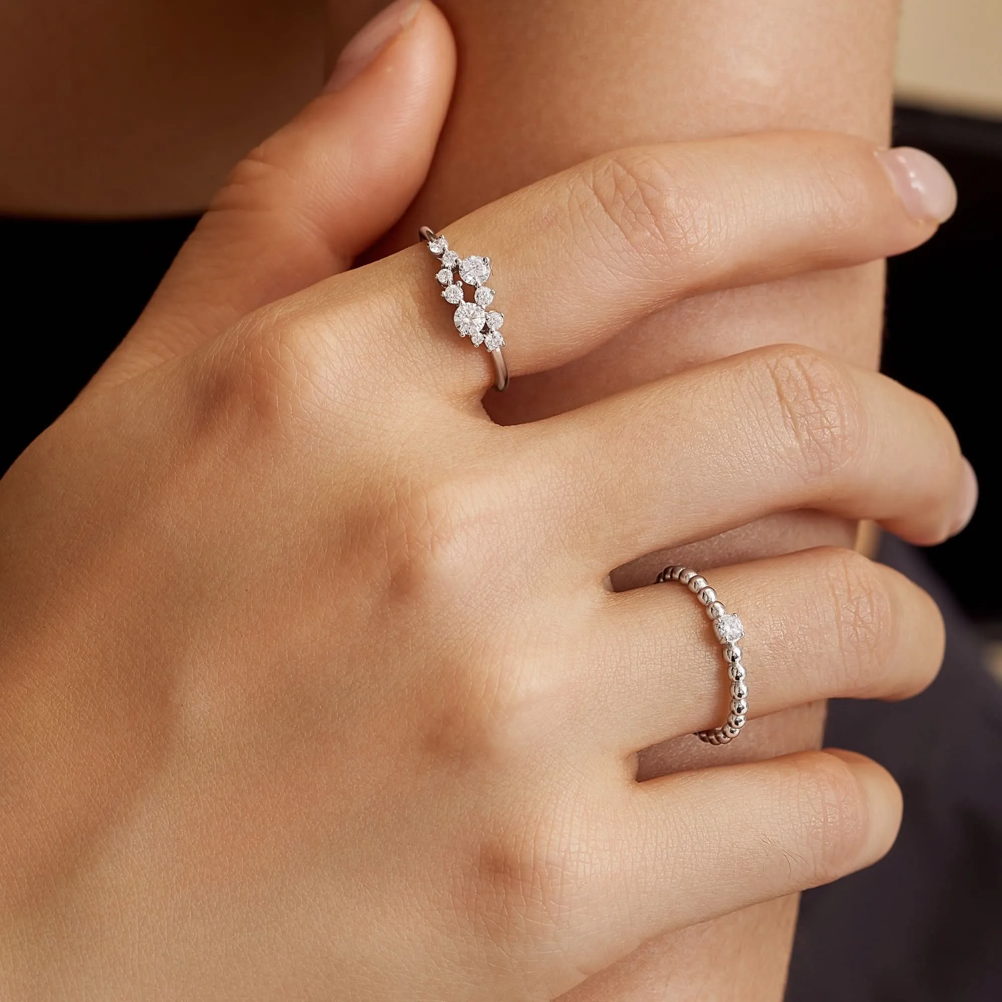 Ania Haie Silver Flower Cluster Pav Ring R058-02H