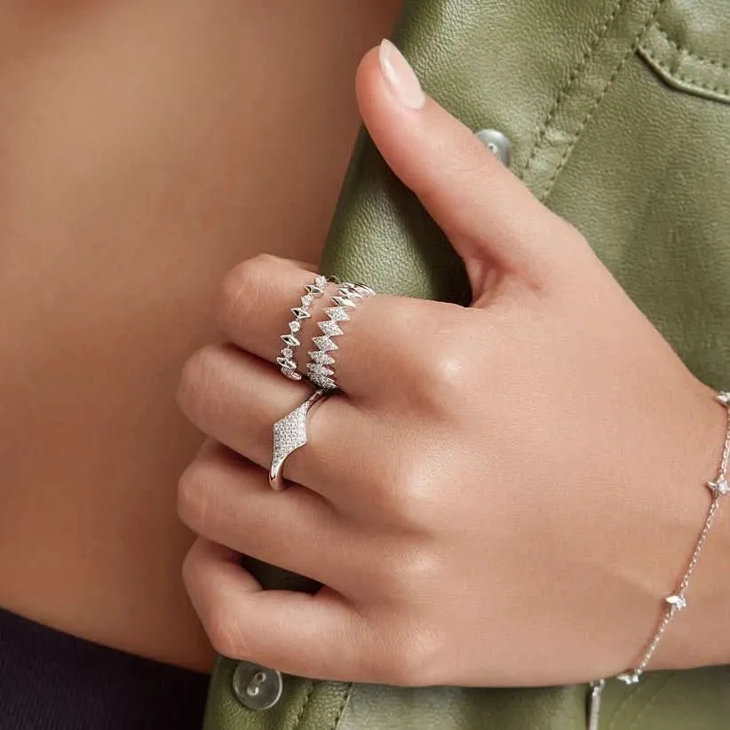 Ania Haie Silver Half Pave Sparkle Ring R061-04H