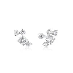 Ania Haie Silver Pav Climber Barbell Earrings E058-01H