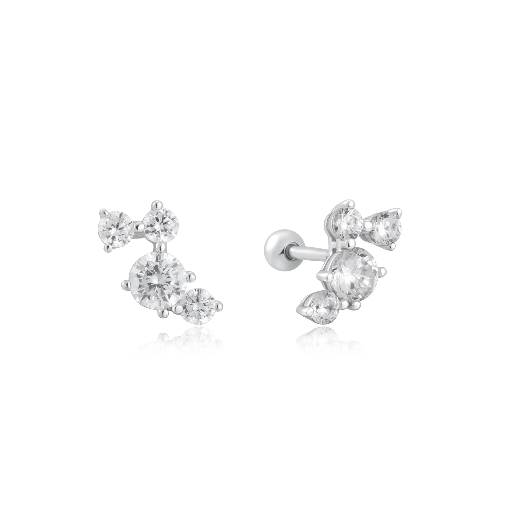Ania Haie Silver Pav Climber Barbell Earrings E058-01H