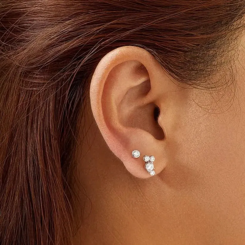 Ania Haie Silver Pav Climber Barbell Earrings E058-01H