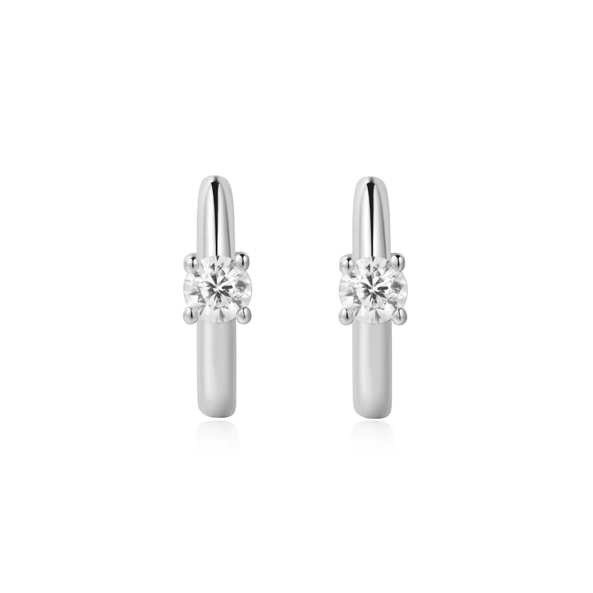 Ania Haie Silver Solitaire Cubic Zirconia Mini Huggies E061-03H