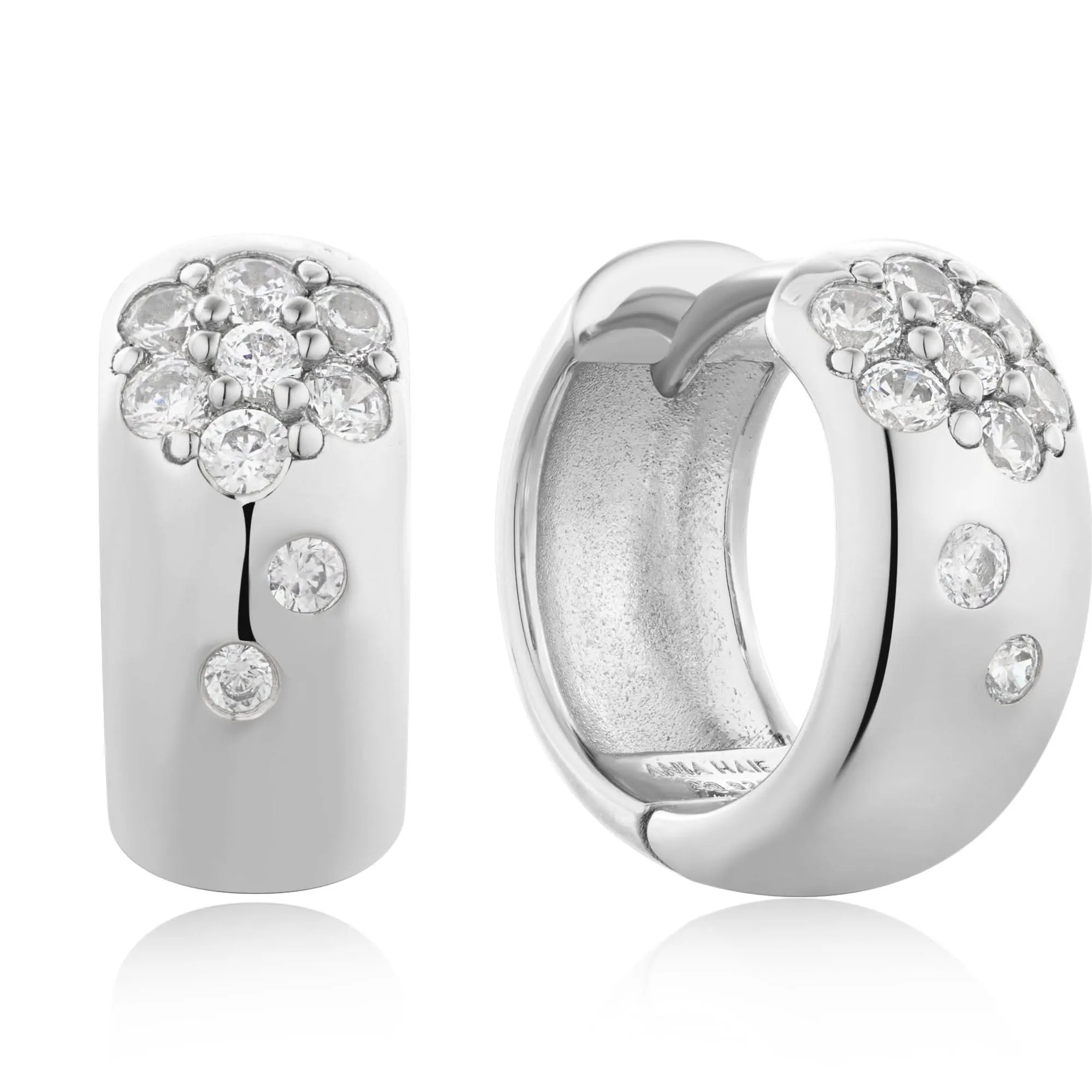 Ania Haie Silver Sparkle Chubby Huggie Hoop Earrings E054-05H