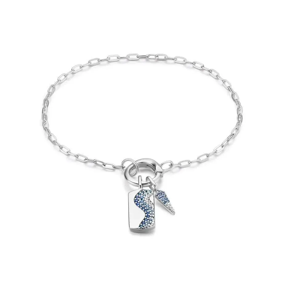 Ania Haie Silver Wave Blue Sparkle Charm NC048-18H