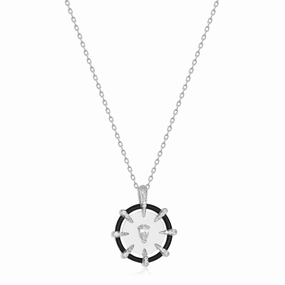 Ania Haie Silver Sparkle Point Medallion Necklace N053-08H