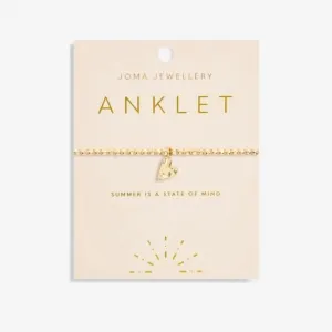 Anklet Hammered Heart Gold Plated Anklet 23cm Stretch Anklet 6950