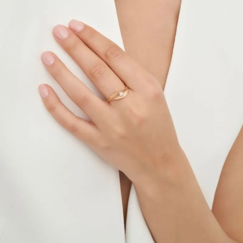 Annamaria Cammilli 18ct Lemon Bamboo Gold 0.1ct Diamond Dune Assolo Series Ring