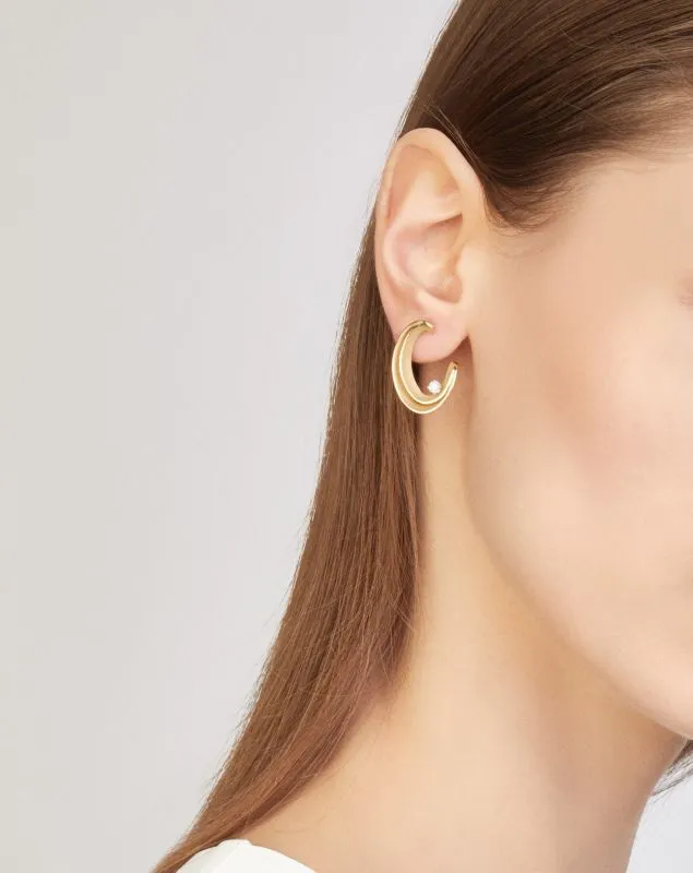 Annamaria Cammilli 18ct Lemon Bamboo Gold 0.2ct Diamond Dune Series Earrings