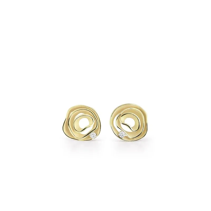 Annamaria Cammilli 18ct Lemon Bamboo Gold & Diamond Dune Series Earrings