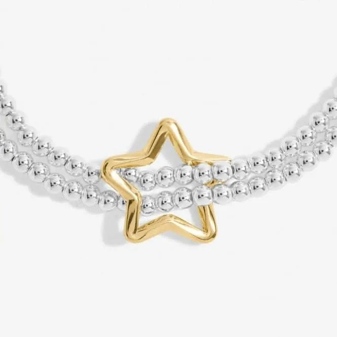 Bar Twist Star Silver & Gold Plated 17.5cm Bracelet 7207