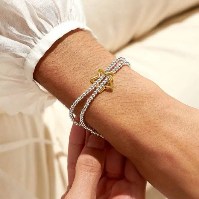Bar Twist Star Silver & Gold Plated 17.5cm Bracelet 7207