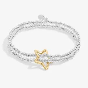 Bar Twist Star Silver & Gold Plated 17.5cm Bracelet 7207