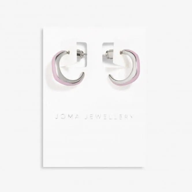 Beau Lilac Enamel Silver Plated Hoop Earrings 7124
