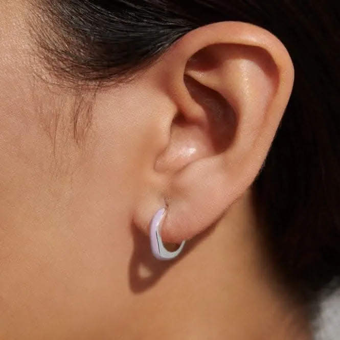 Beau Lilac Enamel Silver Plated Hoop Earrings 7124