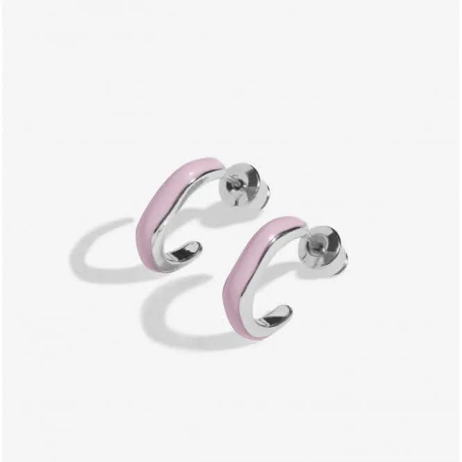 Beau Lilac Enamel Silver Plated Hoop Earrings 7124