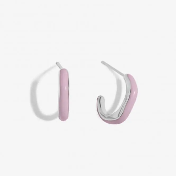 Beau Lilac Enamel Silver Plated Hoop Earrings 7124