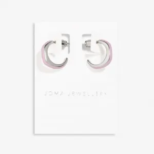 Beau Lilac Enamel Silver Plated Hoop Earrings 7124