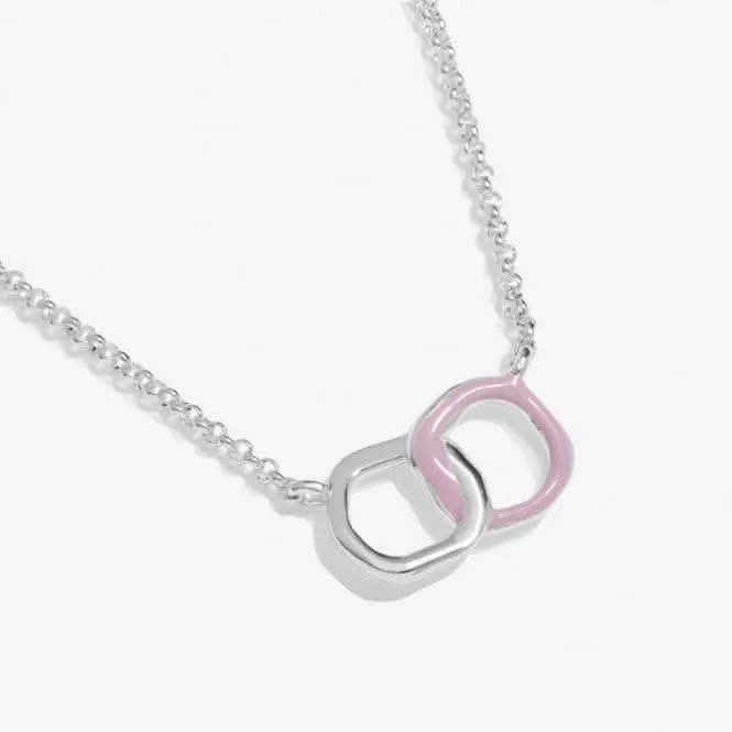 Beau Lilac Enamel Silver Plated Linked 46cm Adjustable Necklace 7127