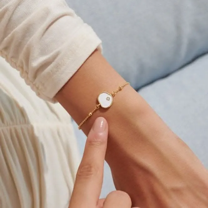 Beau White Enamel Gold Plated Zirconia 18cm   3cm Bracelet 7122