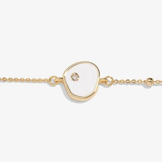 Beau White Enamel Gold Plated Zirconia 18cm   3cm Bracelet 7122