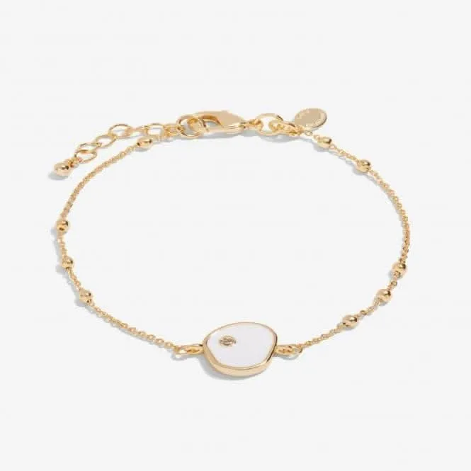 Beau White Enamel Gold Plated Zirconia 18cm   3cm Bracelet 7122
